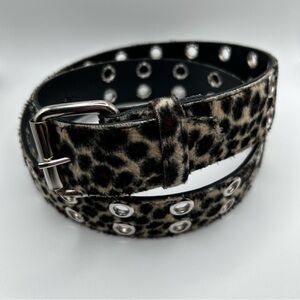 Vintage fuzzy leopard belt
